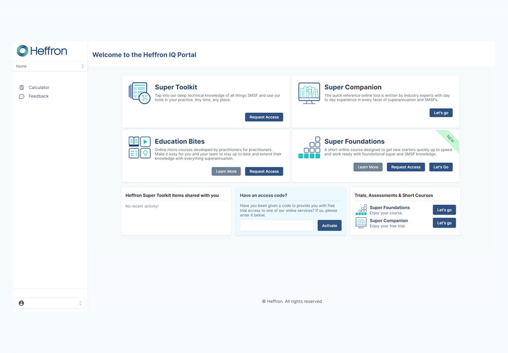 Heffron IQ Activated Dashboard